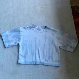 blue and white shirt